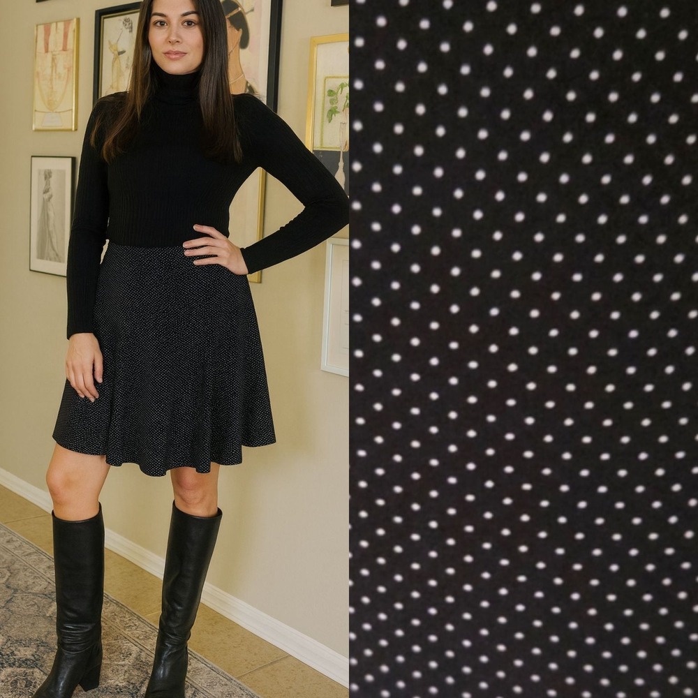 Lauren Ralph Lauren Y2K Black And White Polka Dot Flare Skirt‎